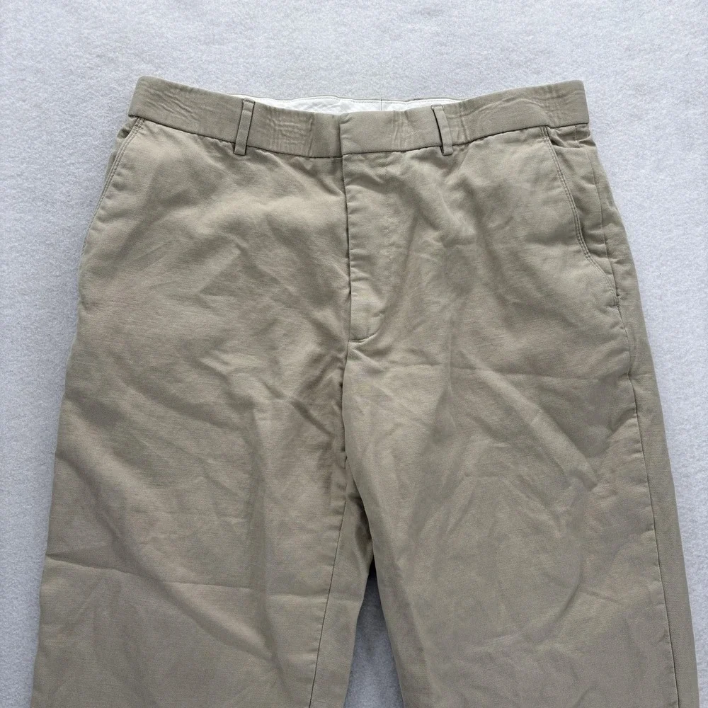 Banana Republic Chino Pants Mens 35x30 Beige Cotton Linen Flat Front Straight